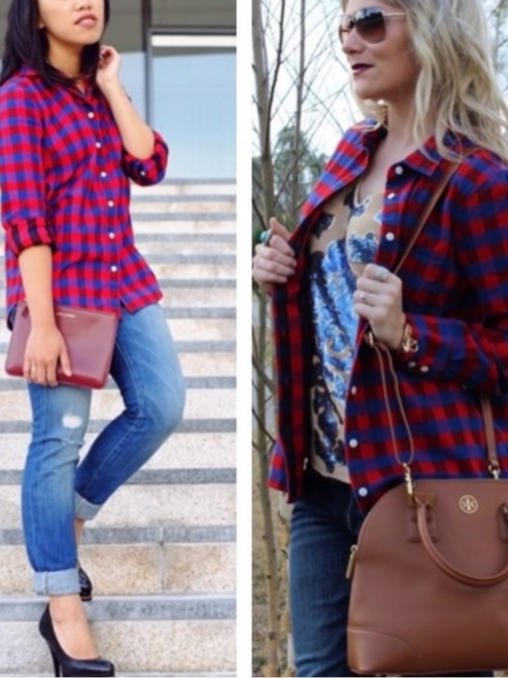 J. CREW Poppy Plaid Boy Shirt Size 8 Red Blue Checkered Cotton